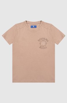 Детская коричневая футболка с вышивкой логотипа