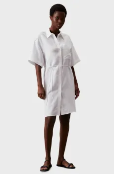 Женское белое платье LINEN BLEND RELAXED Белый XS Calvin Klein K20K206697
