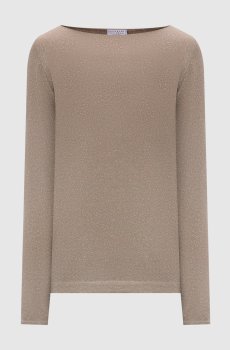 Коричневый джемпер с кашемиром и шелком с люрексом