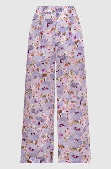 Фиолетовые брюки из шелка в цветочный принт
