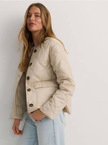 Reserved - Утеплена куртка oversize - нюдовий - ZR680-02X Reserved - Утеплена куртка oversize - нюдовий - ZR680-02X