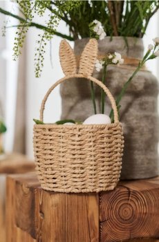 Плетений великодній кошик - бежевий