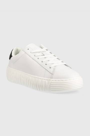 Кожаные кроссовки Tommy Jeans LEATHER OUTSOLE цвет белый EM0EM01159 Кожаные кроссовки Tommy Jeans LEATHER OUTSOLE цвет белый EM0EM01159