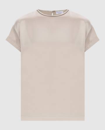 Серый топ из шелка с цепочкой мониль