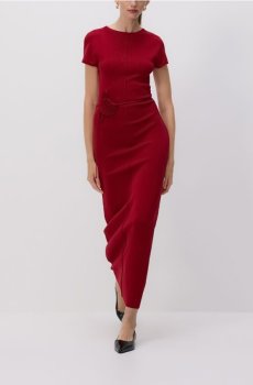 Reserved - Максі-сукня з декоративним поясом - червоний - 769JL-33X