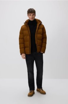 Reserved - Стьобана куртка з капюшоном - золотисто-коричневий - PK235-82X