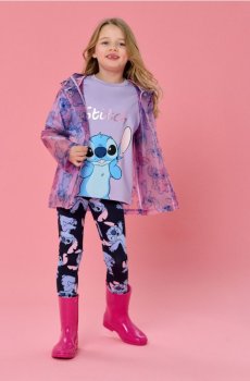 Бавовняні легінси з візерунком Lilo & Stitch - темно-синій