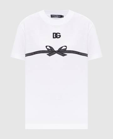 Белая футболка с вышивкой монограммы логотипа DG