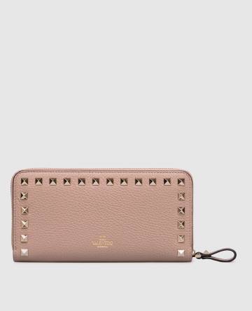 Бежевый кожаный кошелек Rockstud