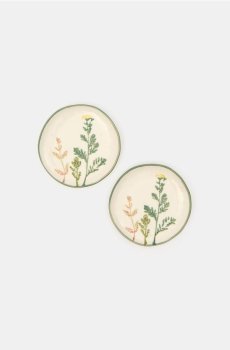 Керамічні тарілки з рослинним мотивом 2 pack - різнобарвний