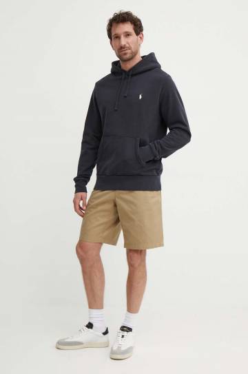 Хлопковая кофта Polo Ralph Lauren мужская цвет чёрный с капюшоном однотонная 710916690 Хлопковая кофта Polo Ralph Lauren мужская цвет чёрный с капюшоном однотонная 710916690