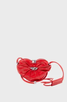 Женская красная кожаная сумка SCRUNCH-D HEART SHOULDER BAG Красный ONESIZE Diesel X10465 P1003