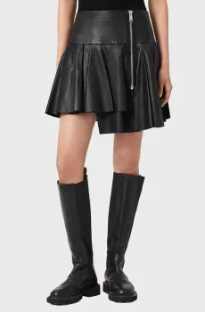 Женская черная кожаная юбка IRINA Черный 10 AllSaints W043RE
