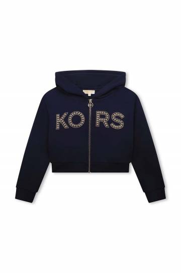 Детская кофта Michael Kors цвет синий с капюшоном с аппликацией Детская кофта Michael Kors цвет синий с капюшоном с аппликацией