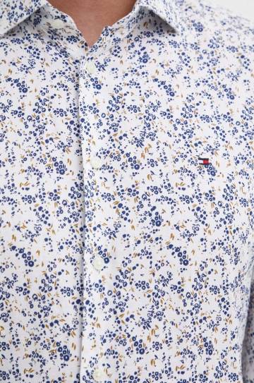 Рубашка с примесью льна Tommy Hilfiger цвет белый slim классический воротник MW0MW34631 Рубашка с примесью льна Tommy Hilfiger цвет белый slim классический воротник MW0MW34631