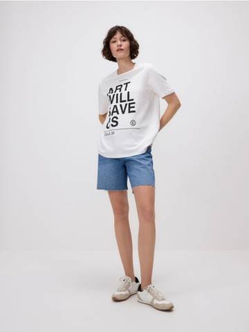 Reserved - Футболка з принтом - білий - 517GA-00X