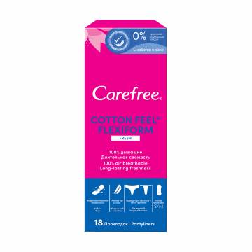 Ежедневные гигиенические прокладки Carefree Cotton Feel Flexiform Fresh, 18 шт Ежедневные гигиенические прокладки Carefree Cotton Feel Flexiform Fresh, 18 шт