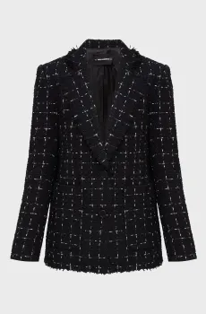 Женский черный шерстяной твидовый жакет boucle Черный 38 Karl Lagerfeld A4W14033