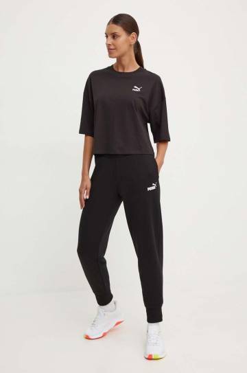 Хлопковая футболка Puma женский цвет чёрный Хлопковая футболка Puma женский цвет чёрный
