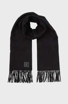 Мужской черный шерстяной шарф EMBLEM BRUSHED Черный ONESIZE Calvin Klein LV04D8060G