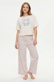 Бавовняна двочастинна піжама з принтом My Melody - кремовий