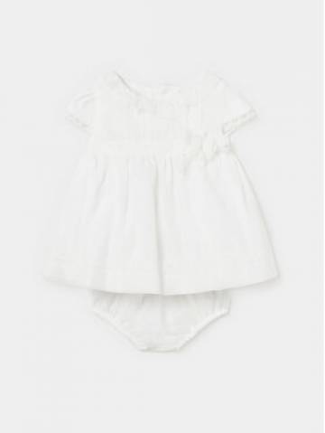 Mayoral Елегантне плаття 1821 Білий Regular Fit