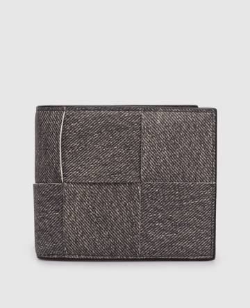 Серый кожаный портмоне Intreccio