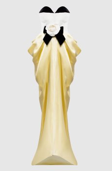 Желтое платье-бюстье с аппликацией