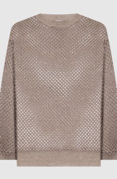 Серый ажурный джемпер с льном