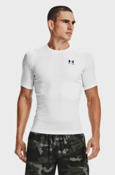 Мужская белая футболка UA HG Armour Comp SS-WHT Белый XL Under Armour 1361518-100