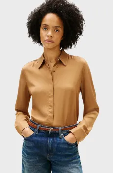Женская коричневая блуза TWILL BUTTON Коричневый S Tommy Hilfiger WW0WW49611