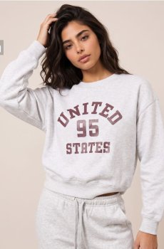 Свішот crewneck з принтом - сірий
