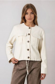 Бомбер куртка з домішкою віскози та льону - нюдовий