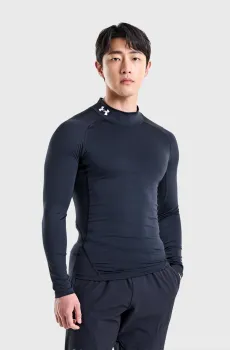 Мужской черный лонгслив UA HG Armour Comp Mock LS Черный S Under Armour 1369606-001