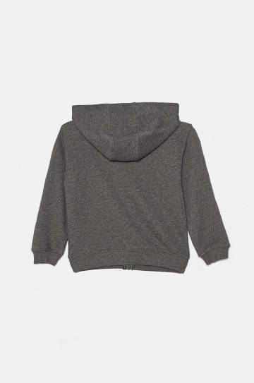 Детская хлопковая кофта United Colors of Benetton цвет серый с капюшоном узор 3J68G5034 Детская хлопковая кофта United Colors of Benetton цвет серый с капюшоном узор 3J68G5034