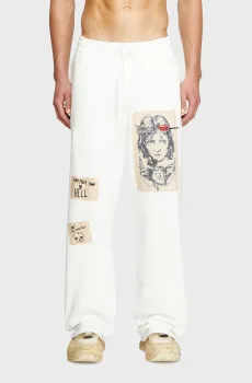 Мужские белые спортивные брюки P-MARTYANS Diesel x Damiano David Белый L Diesel A17797 0SPEK