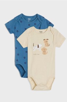 Бавовняне боді з малюнком собак 2 pack - кремовий