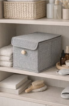 Коробка для зберігання з кришкою та ручкою - сірий