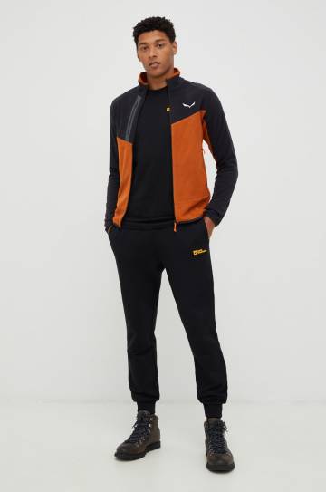 Хлопковый лонгслив Jack Wolfskin Essential цвет чёрный однотонный Хлопковый лонгслив Jack Wolfskin Essential цвет чёрный однотонный