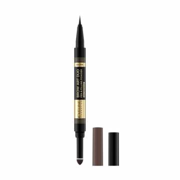 Лайнер и пудра для бровей 2 в 1 Eveline Cosmetics Brow Art Duo Pen & Filling Powder Waterproof, 03 Dark, 1.2 г Лайнер и пудра для бровей 2 в 1 Eveline Cosmetics Brow Art Duo Pen & Filling Powder Waterproof, 03 Dark, 1.2 г