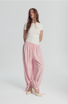 Reserved - Штани із зав’язками на штанинах - пастельний рожевий - 164JX-03X