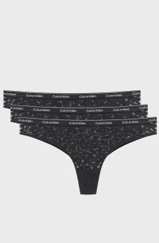 Женские черные трусики (3 шт) Черный S Calvin Klein 000QD5225E