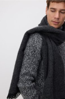 Reserved - Шарф із тканини з додаванням вовни - чорний - 257BE-99X