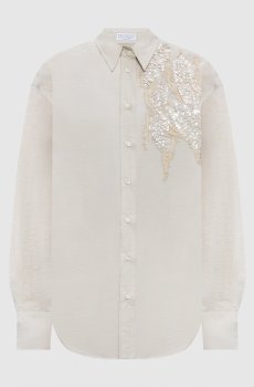 Бежевая рубашка с пайетками