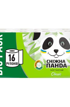 Туалетная бумага Сніжна Панда Classic 2-слойная, 142 отрива, 16 шт