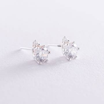Серебряные серьги-гвоздики с фианитами 121624 Серебряные серьги-гвоздики с фианитами 121624