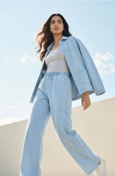Джинси jogger wide-leg - синій