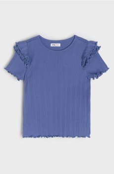 Футболка з трикотажу в рубчик - темно-синій