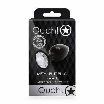 Металлическая анальная пробка Ouch! Round Gem, размер S, черно-белая, 1 шт Металлическая анальная пробка Ouch! Round Gem, размер S, черно-белая, 1 шт