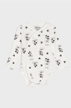 Боді з трикотажу в рубчик Mickey Mouse - білий